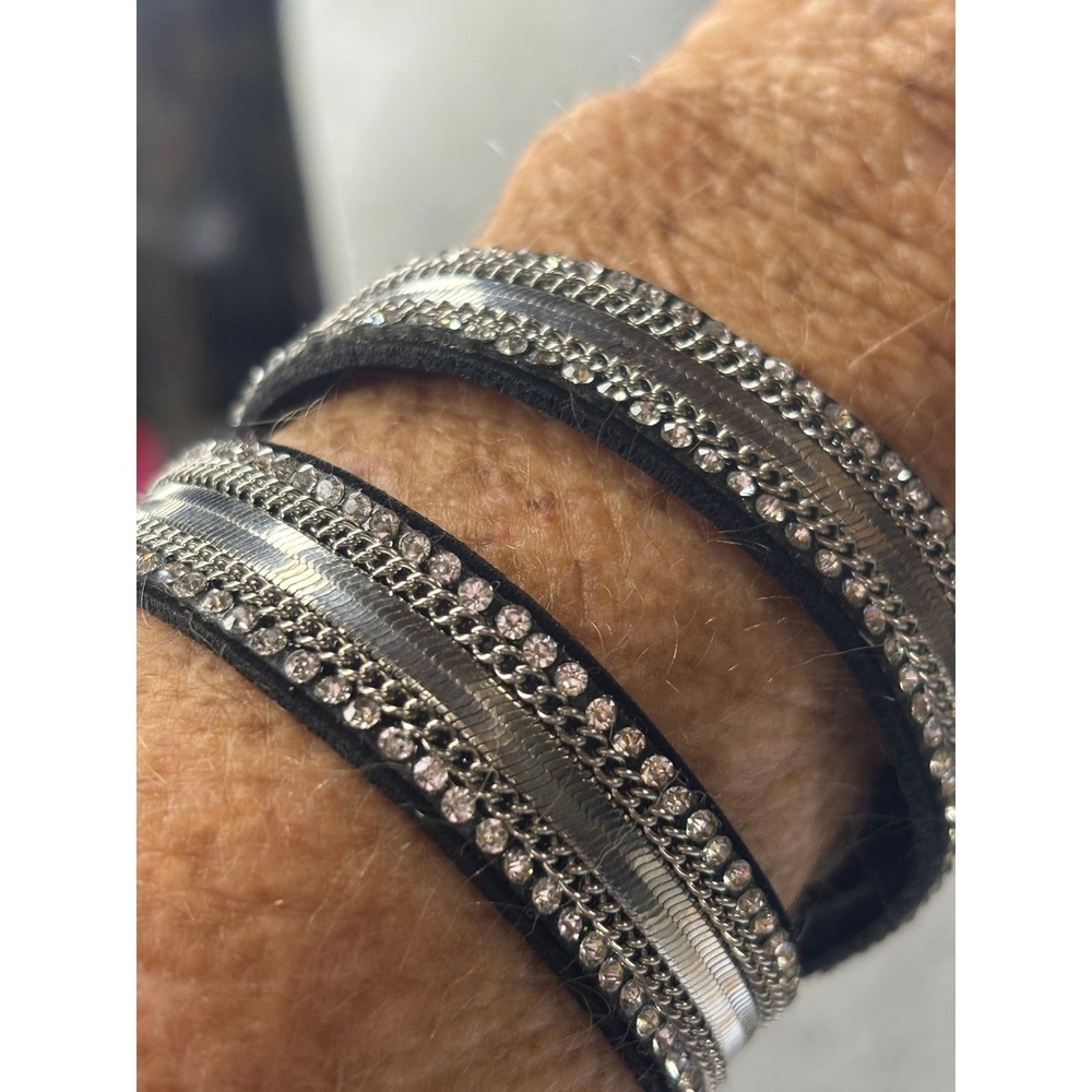 #23 Black Faux Leather Wrap Bracelet